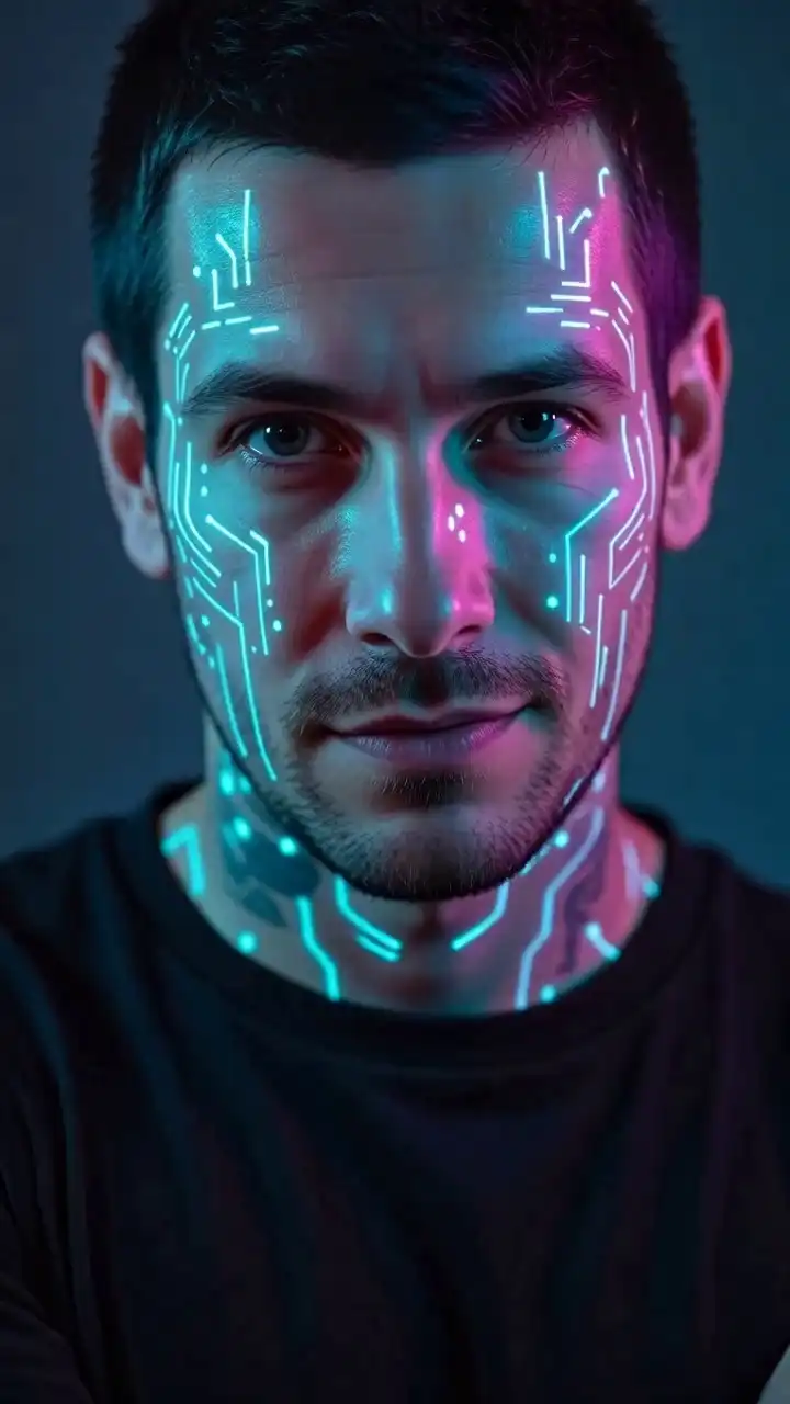 SkyReels V4 prompt template thumbnail — Cyberpunk Face