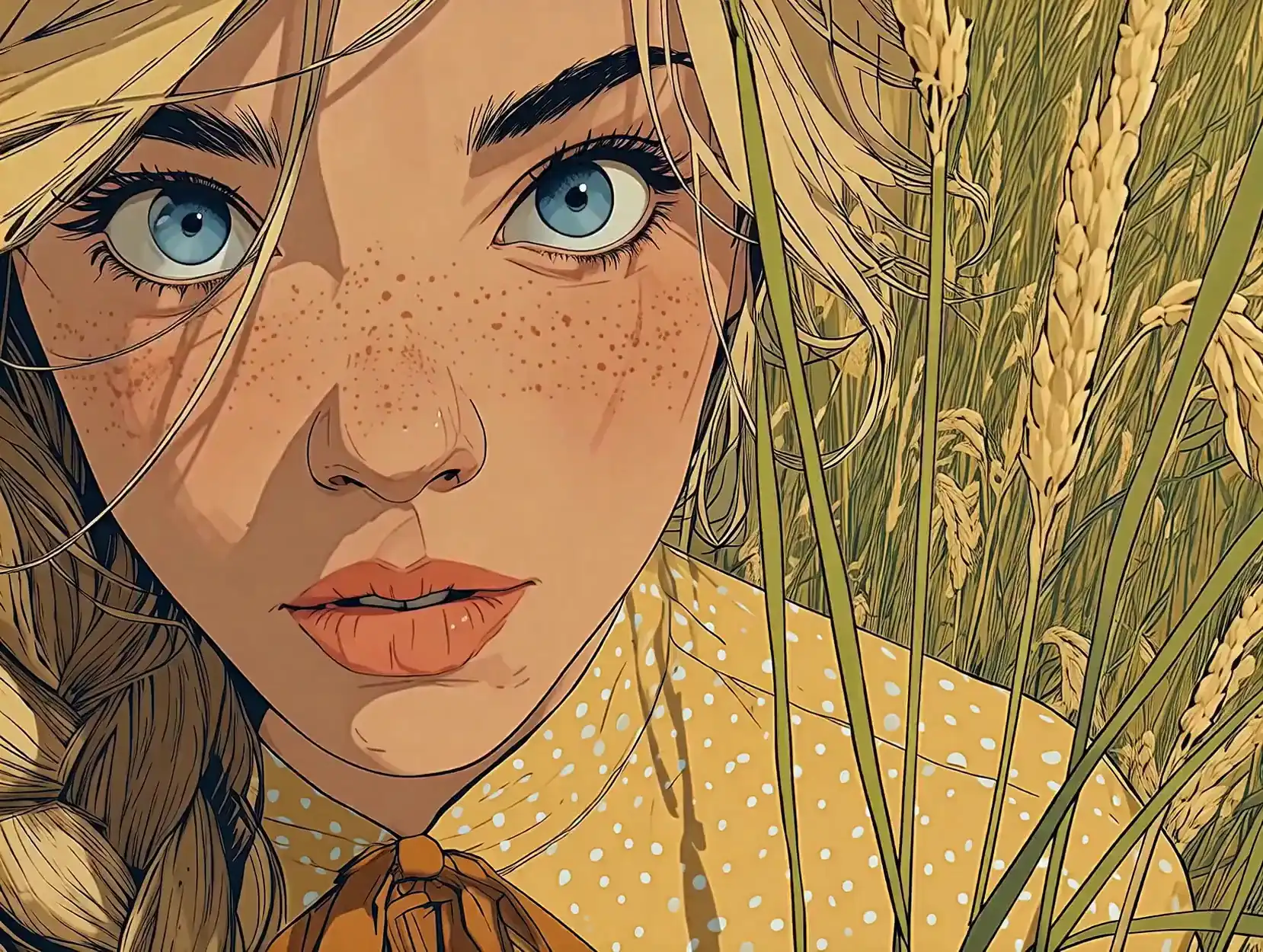 SkyReels V4 prompt template thumbnail — Wheat Field Portrait