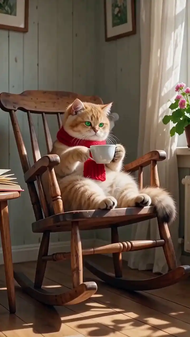 SkyReels V4 prompt template thumbnail — Cozy Cat in Rocking Chair